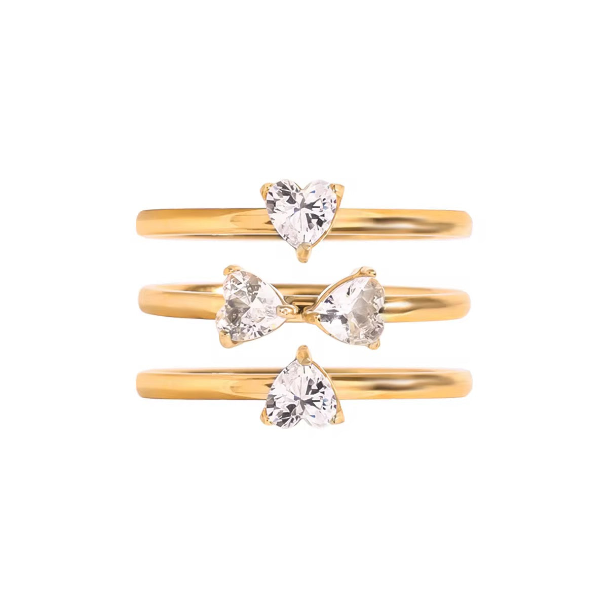 Clover Heart Ring Set