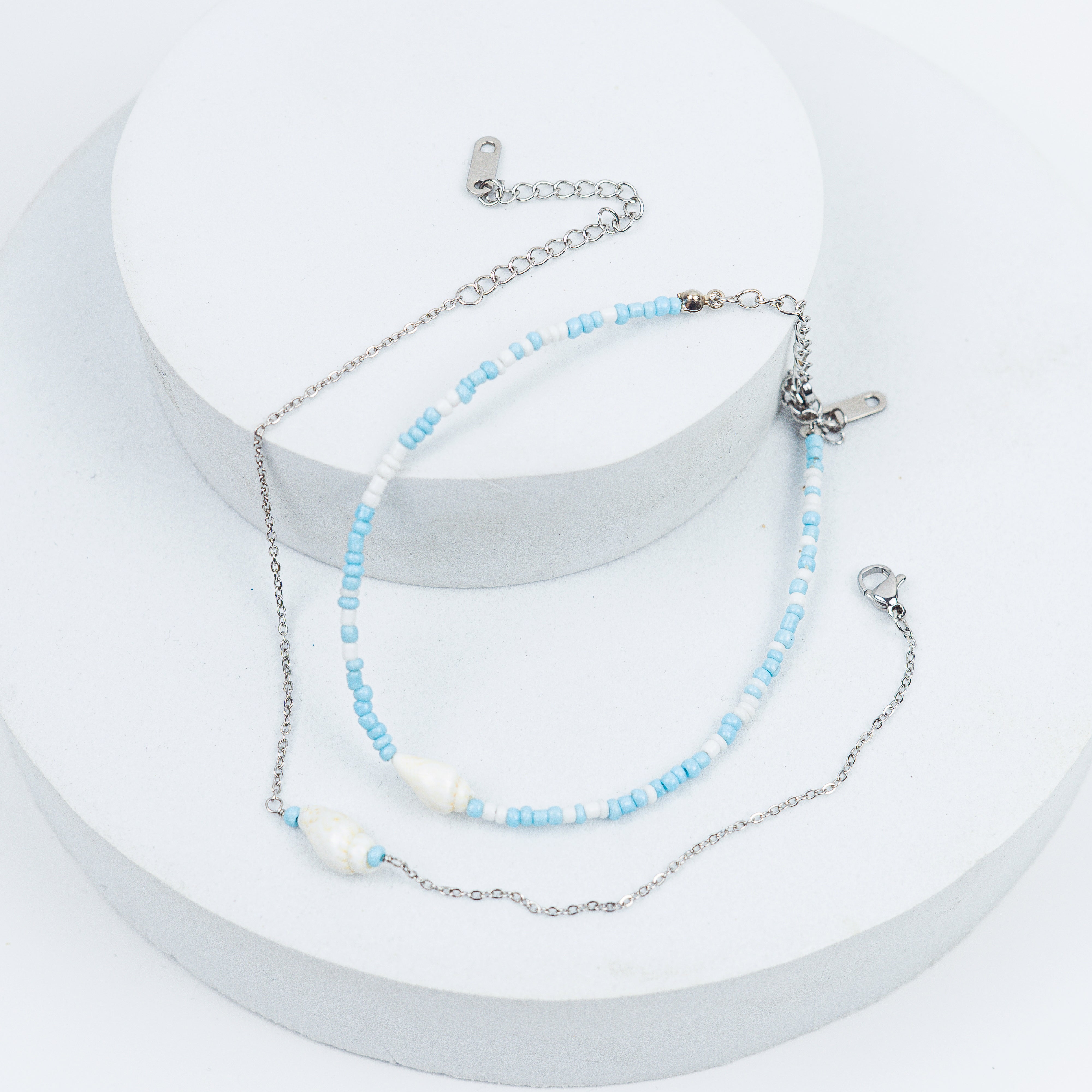 Seafoam Beaded Anklet (blue)