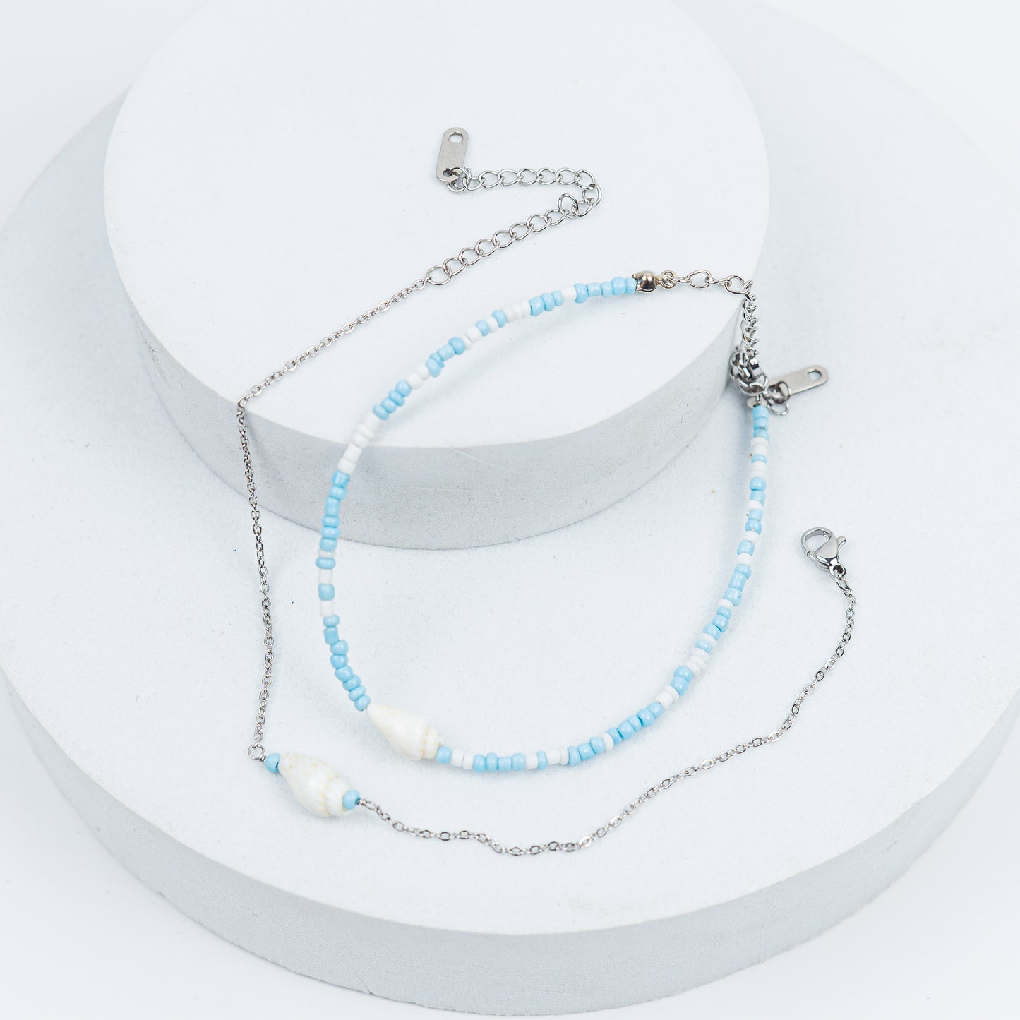 Seafoam Beaded Anklet (blue)